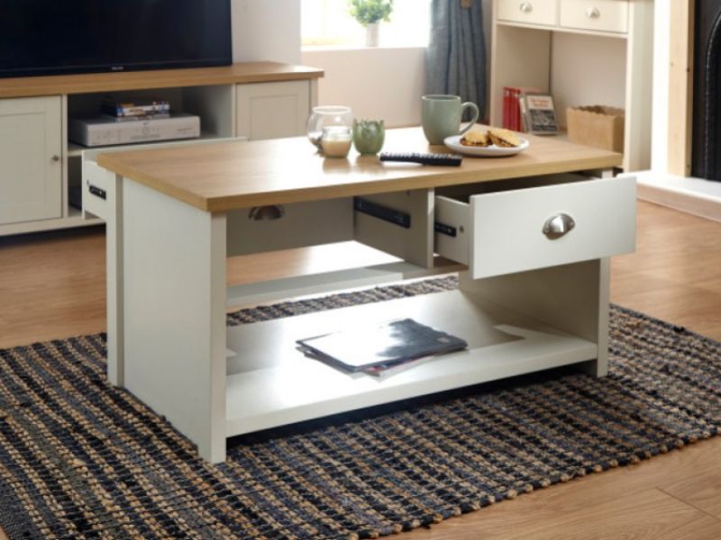 GFW Lancaster 2 Drawer Coffee Table in Cream