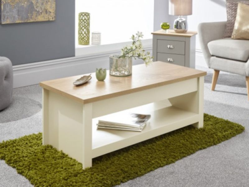 GFW Lancaster Lift Up Coffee Table in Cream