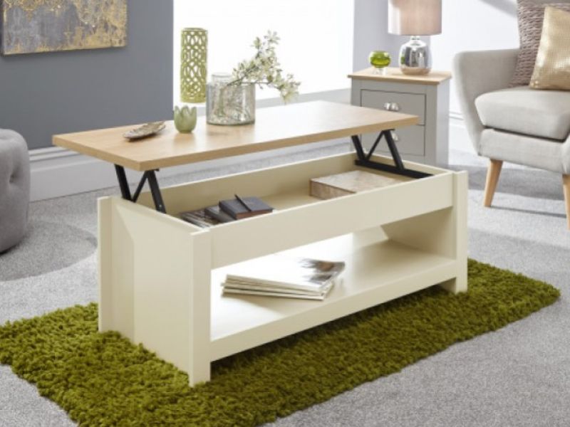 GFW Lancaster Lift Up Coffee Table in Cream