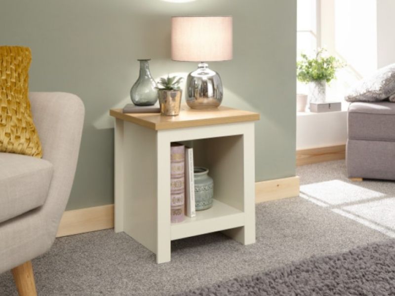 GFW Lancaster Side Table with Shelf in Cream