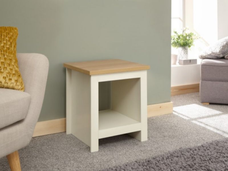 GFW Lancaster Side Table with Shelf in Cream