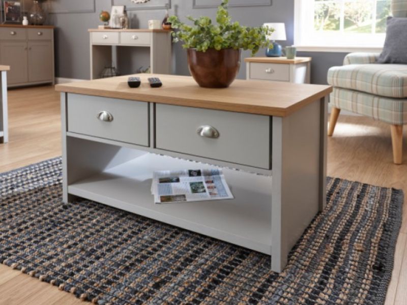 GFW Lancaster 2 Drawer Coffee Table in Grey