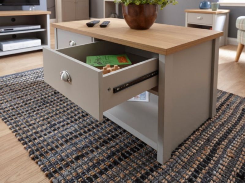 GFW Lancaster 2 Drawer Coffee Table in Grey