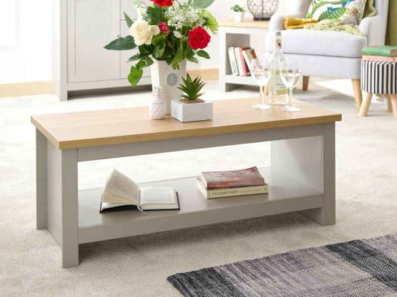 GFW Lancaster Coffee Table with Shelf in Grey