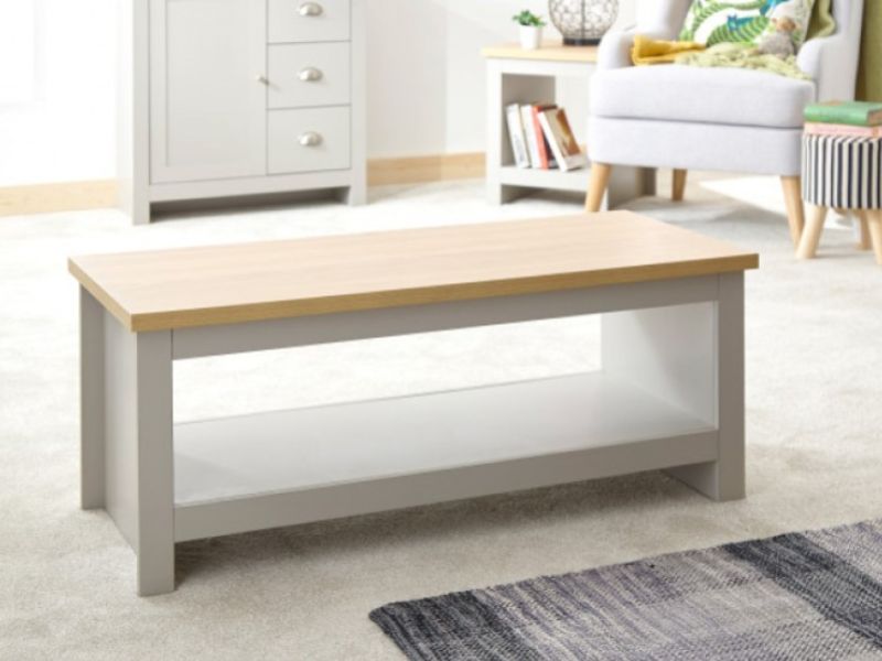 GFW Lancaster Coffee Table with Shelf in Grey