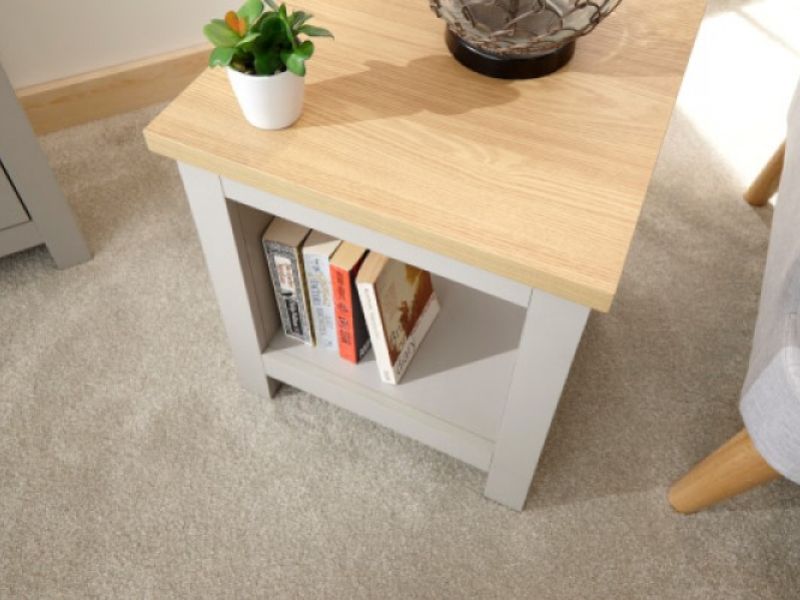 GFW Lancaster Side Table with Shelf in Grey