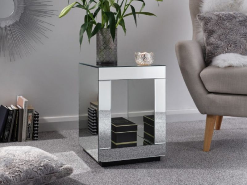 GFW Capri Cube Lamp Table Mirrored