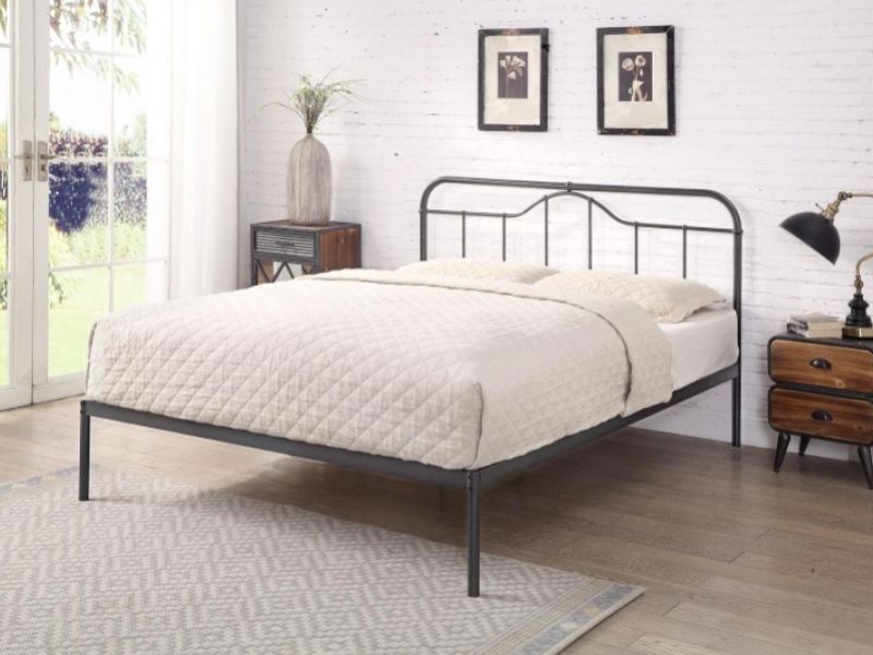 Flintshire Oakenholt 5ft Kingsize Metal Bed Frame In Black Silver