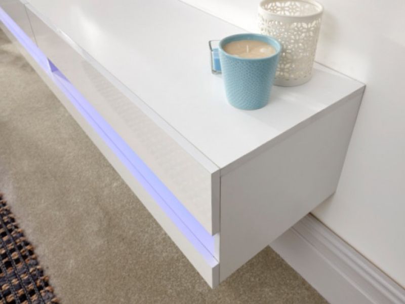 GFW Galicia White Gloss LED TV Unit 150cm