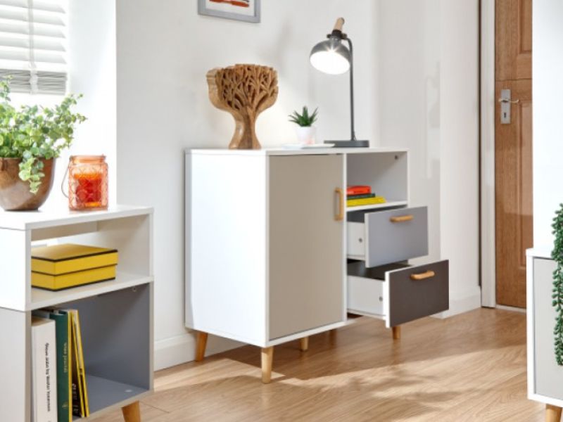 GFW Delta Compact Sideboard in White and Grey