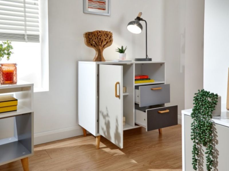 GFW Delta Compact Sideboard in White and Grey