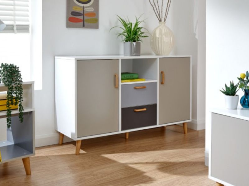 GFW Delta Large Sideboard in White and Grey