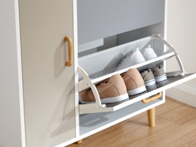 GFW Delta Shoe Cabinet in White and Grey