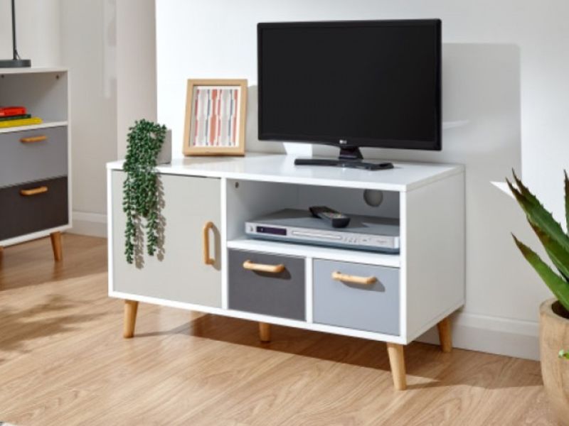 GFW Delta Small TV Unit in White and Grey