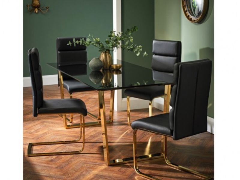 LPD Antibes Black Gloss Dining Table Set