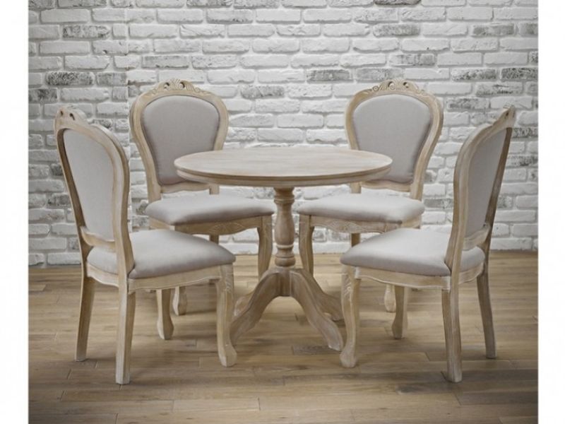 LPD Provence Weathered Oak Finish Round Dining Set