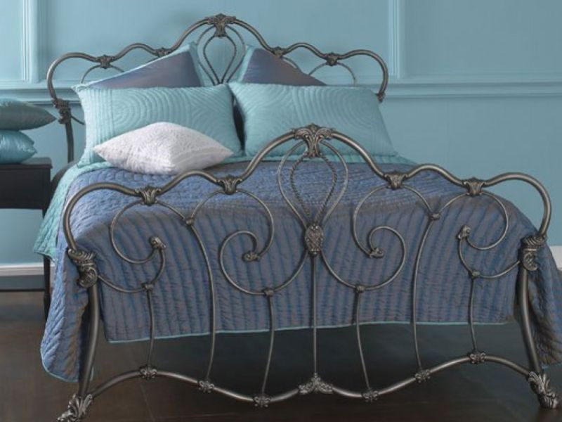 OBC Athalone 5ft Kingsize Silver Patina Metal Headboard