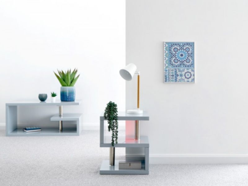 GFW Polar Grey Gloss LED Side Table