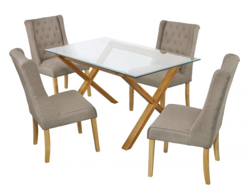 LPD Verona Pair Of Beige Fabric Dining Chairs