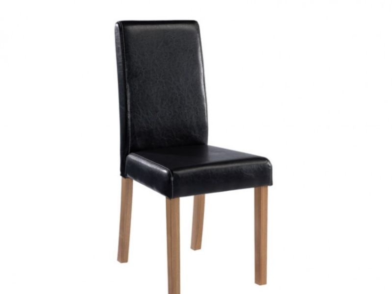 LPD Oakridge Pair Of Black Faux Leather Dining Chairs