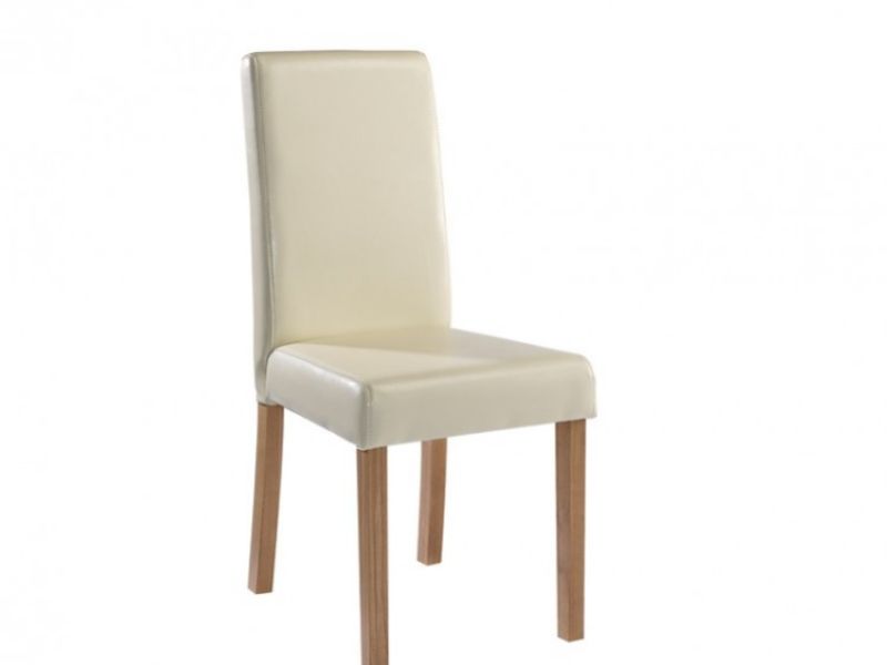 LPD Oakridge Pair Of Cream Faux Leather Dining Chairs