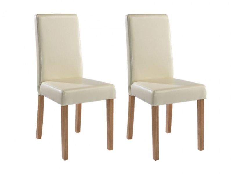 LPD Oakridge Pair Of Cream Faux Leather Dining Chairs