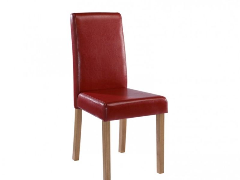 LPD Oakridge Pair Of Red Faux Leather Dining Chairs