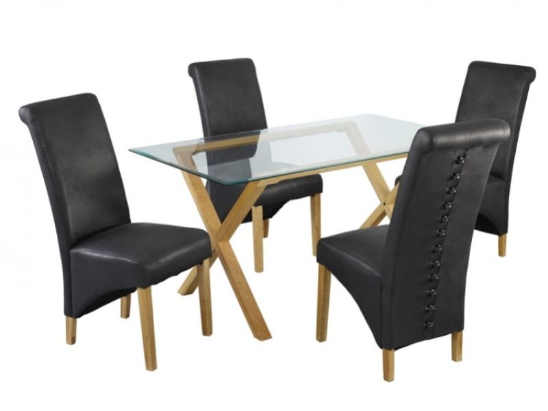 LPD Treviso Pair Of Black Faux Leather Dining Chairs