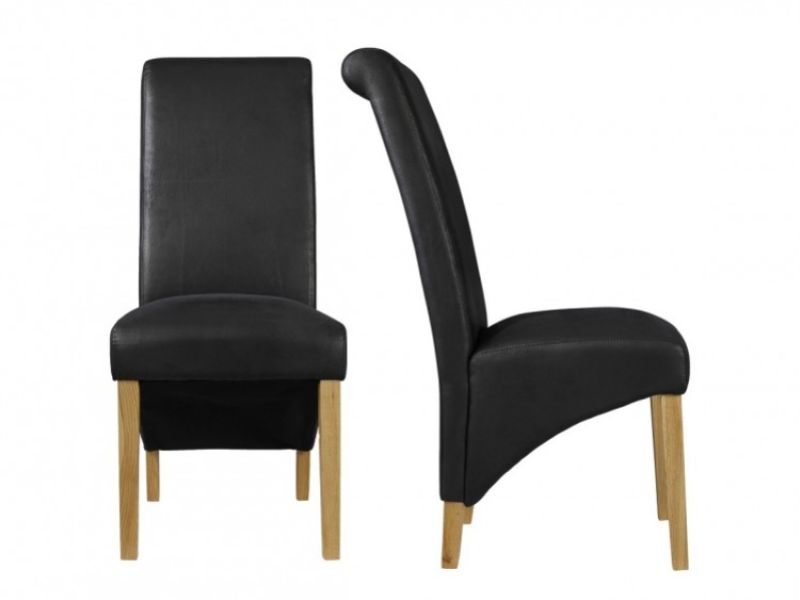 LPD Treviso Pair Of Black Faux Leather Dining Chairs