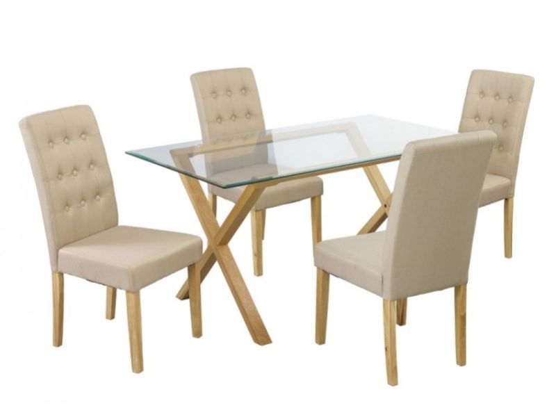 LPD Roma Pair Of Beige Fabric Dining Chairs