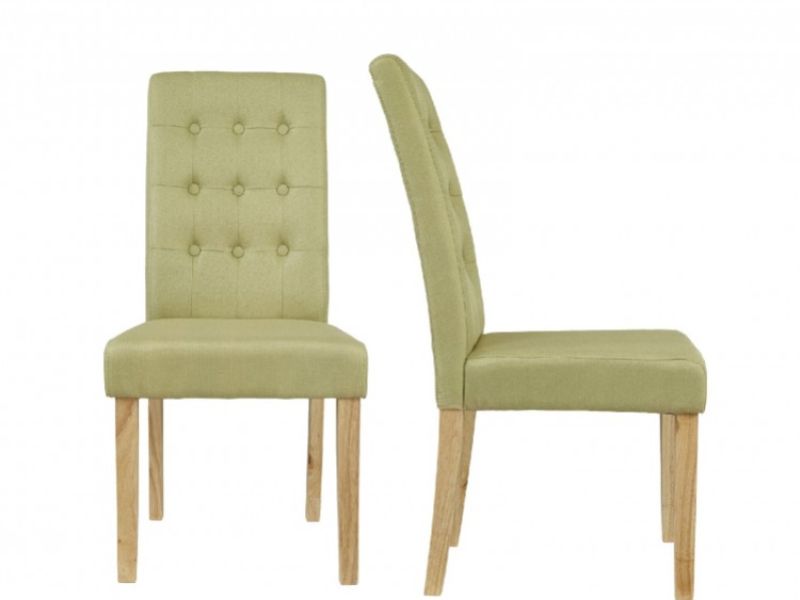 LPD Roma Pair Of Green Fabric Dining Chairs