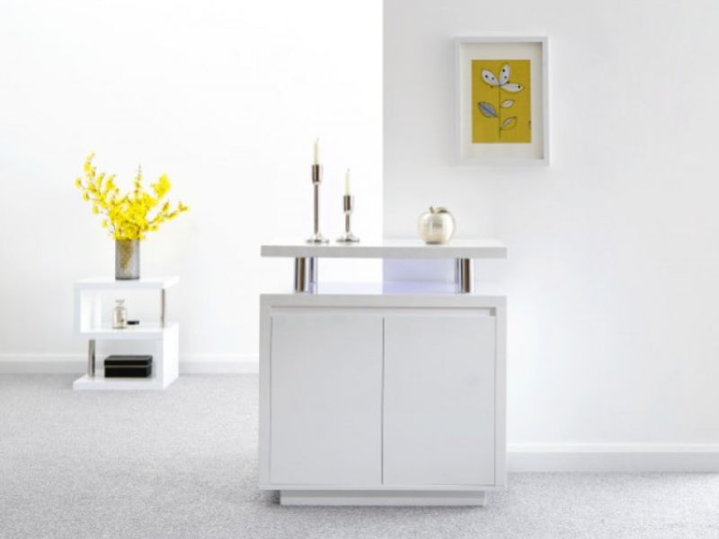 GFW Polar White Gloss LED Sideboard