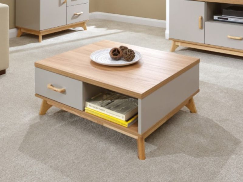 GFW Nordica 2 Drawer Coffee Table in Oak and Grey