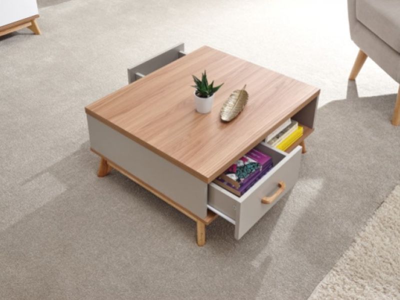 GFW Nordica 2 Drawer Coffee Table in Oak and Grey