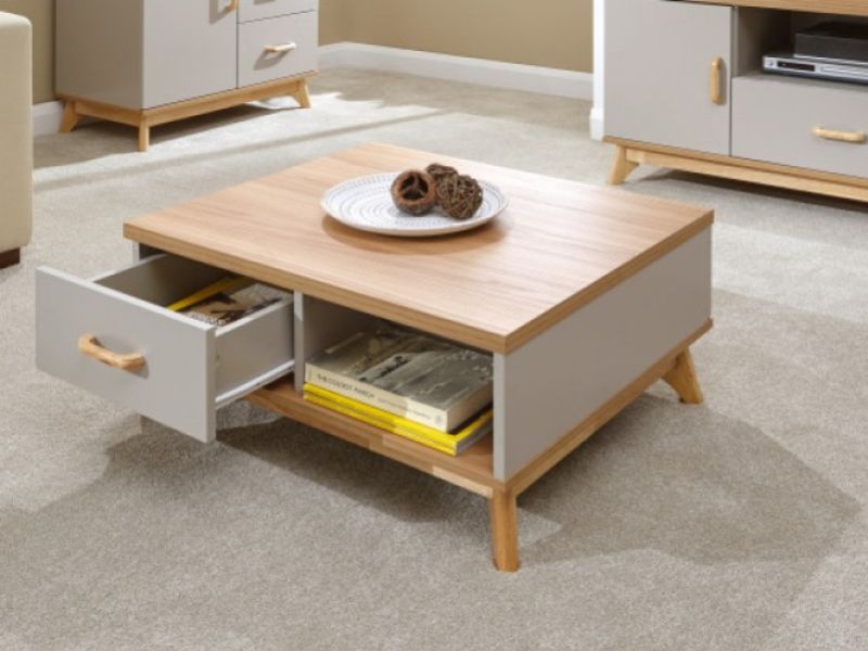 GFW Nordica 2 Drawer Coffee Table in Oak and Grey