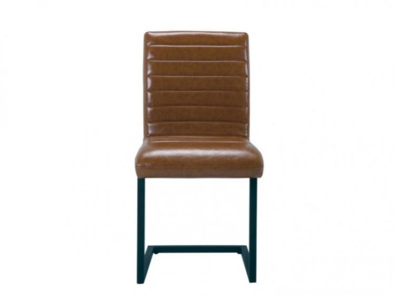 LPD Montana Pair Of Tan Faux Leather Dining Chairs