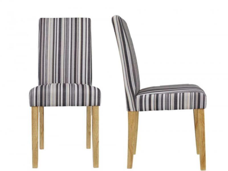 LPD Lorenzo Pair Of Striped Fabric Dining Chairs