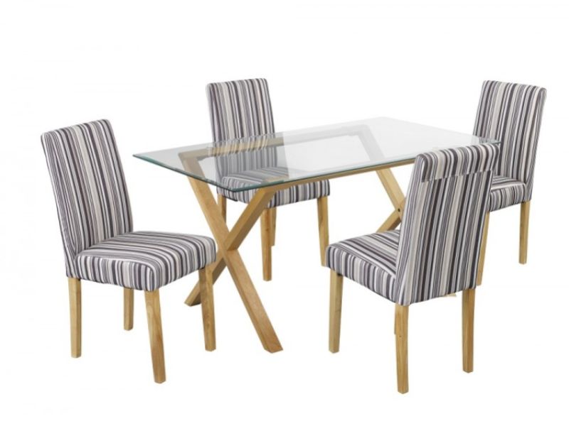 LPD Lorenzo Pair Of Striped Fabric Dining Chairs