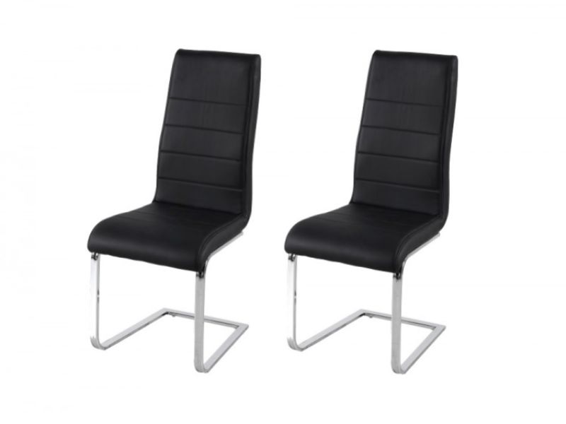 LPD Evolve Pair Of Black Faux Leather Dining Chairs