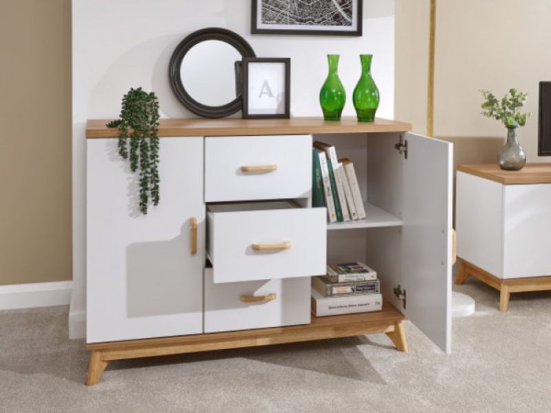 GFW Nordica Large Sideboard in Oak and White