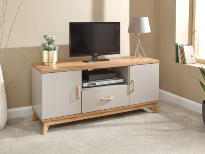 GFW Nordica Large TV Unit in Oak and Grey