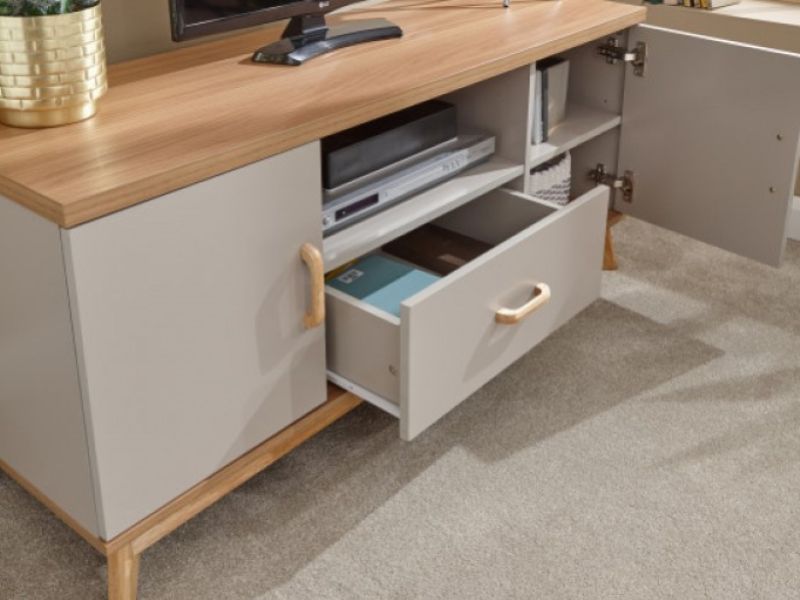 GFW Nordica Large TV Unit in Oak and Grey