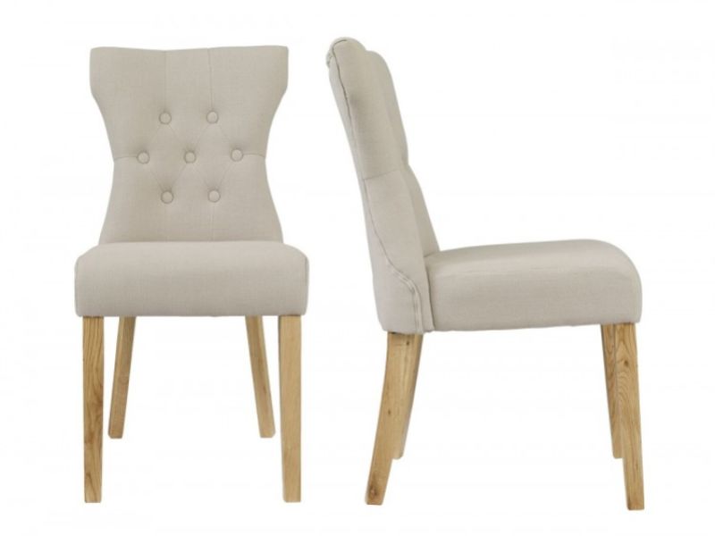 LPD Naples Pair Of Beige Fabric Dining Chairs