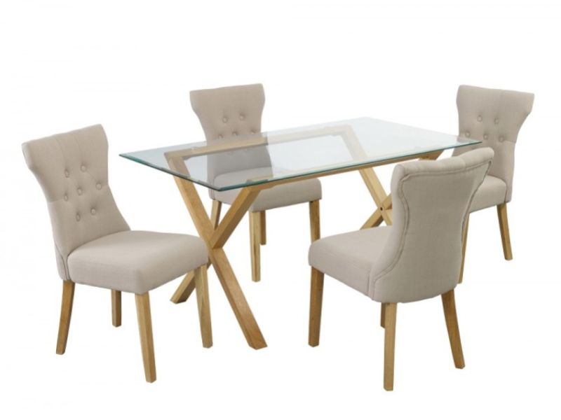 LPD Naples Pair Of Beige Fabric Dining Chairs