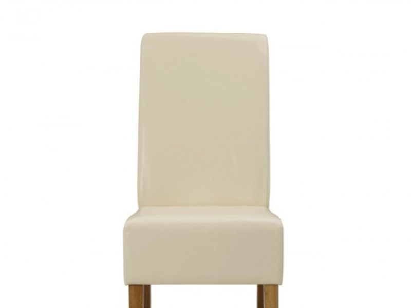 LPD Padstow Pair Of Cream Faux Leather Dining Chairs