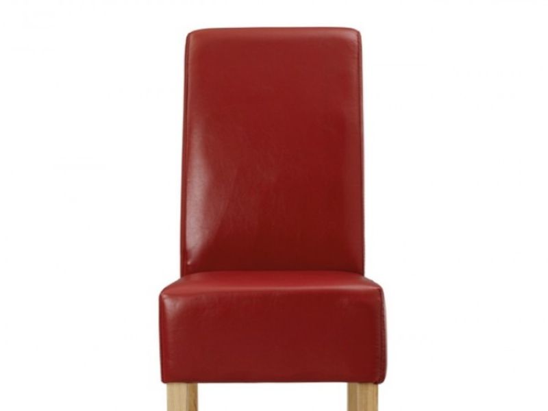 LPD Padstow Pair Of Red Faux Leather Dining Chairs