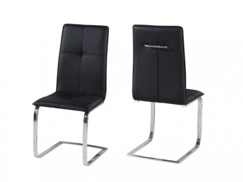 LPD Opus Pair Of Black Faux Leather Dining Chairs