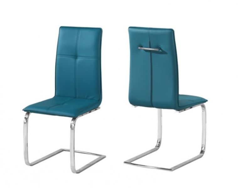 LPD Opus Pair Of Teal Faux Leather Dining Chairs