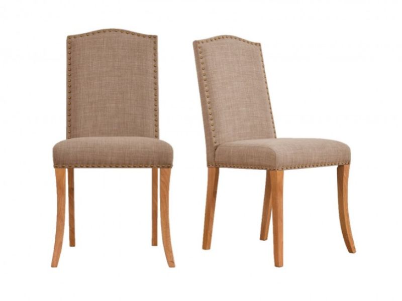 LPD Evesham Pair Of Beige Fabric Dining Chairs