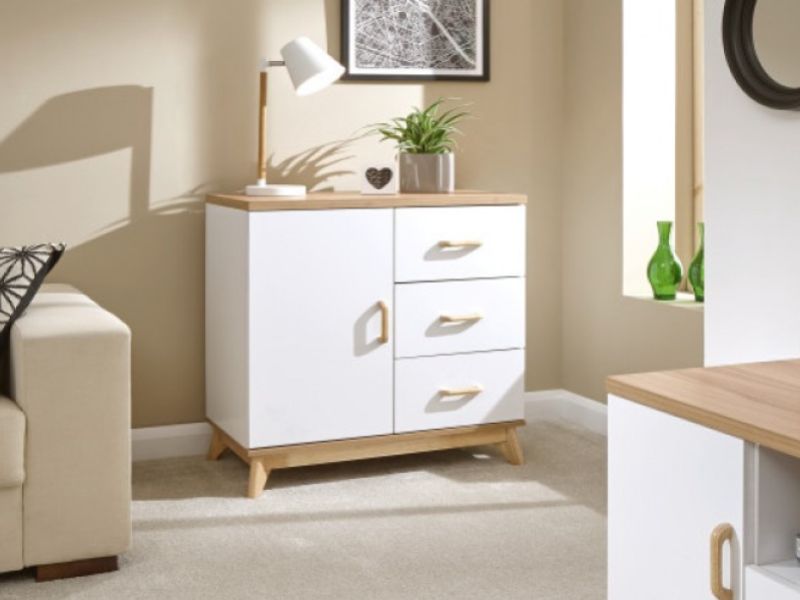 GFW Nordica Small Sideboard in Oak and White